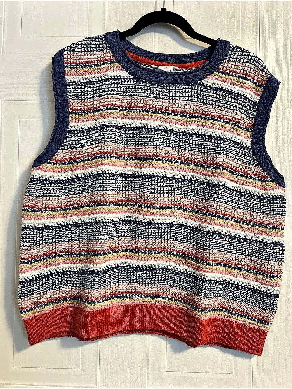 White Stuff Boys Striped Vest Sleeveless Sweater Blue & Red Large